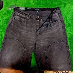 NWT Wild Fable High Rise Straight Leg Button Down Black Wash Jeans Sz16